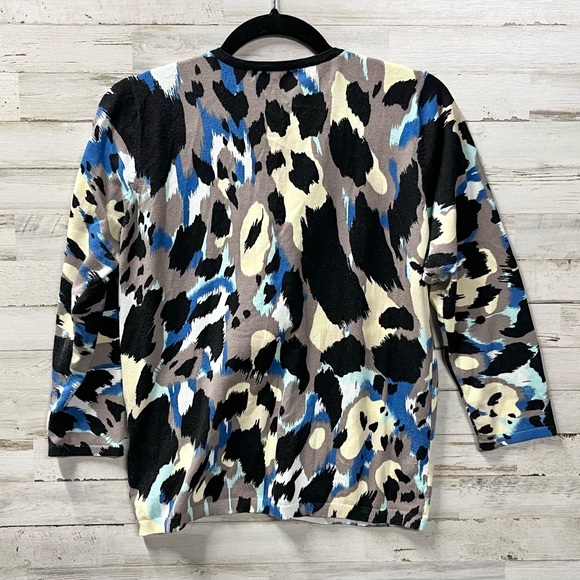 August Silk Multicolor Knit Button-Down Top - Picture 3 of 7